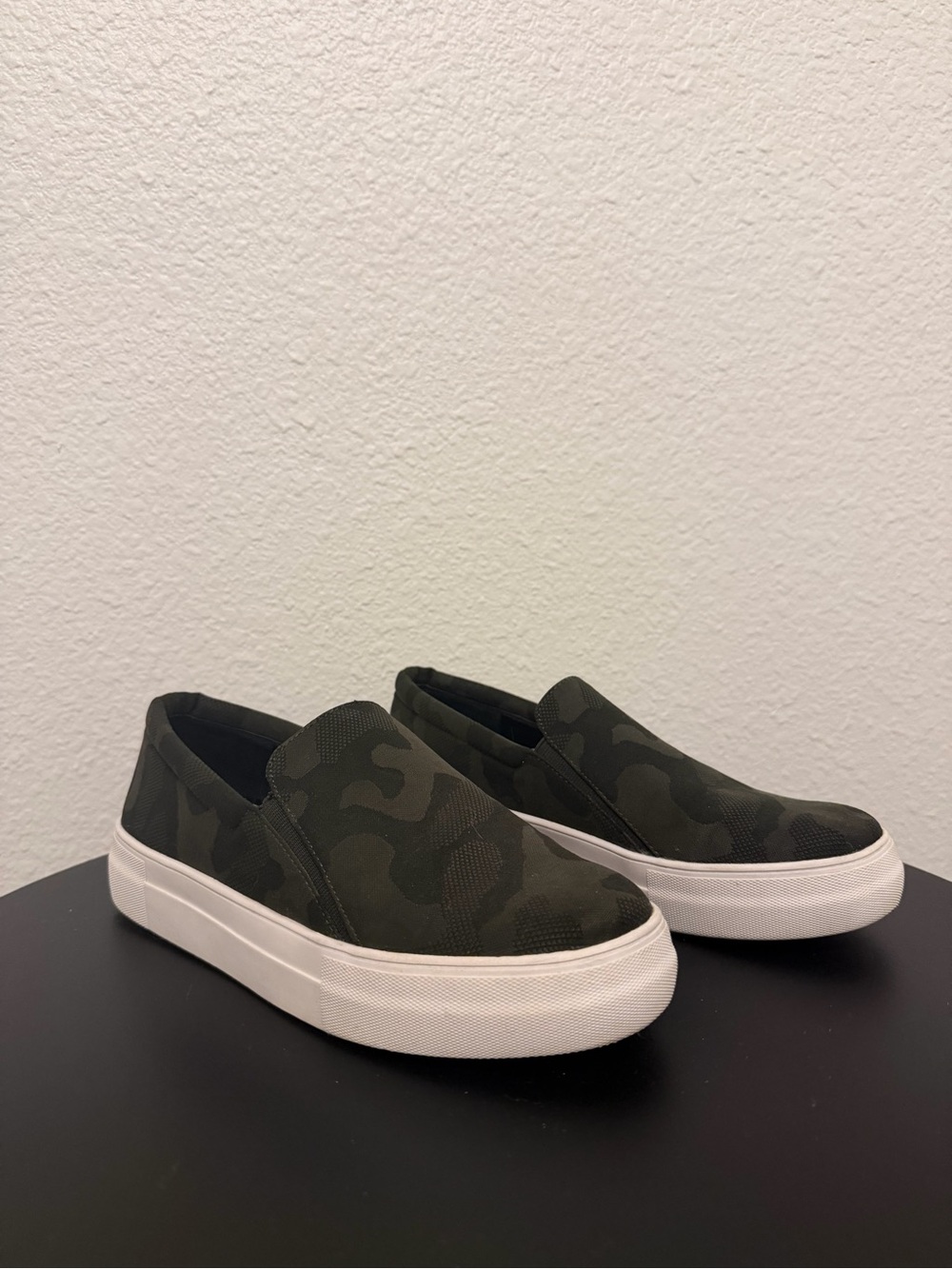 Vince Camuto Women's Olive Green Camo Slip-On Sneakers